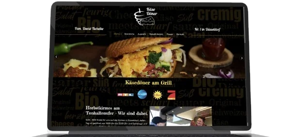 Webseite von Käse Döner auf einem Laptop